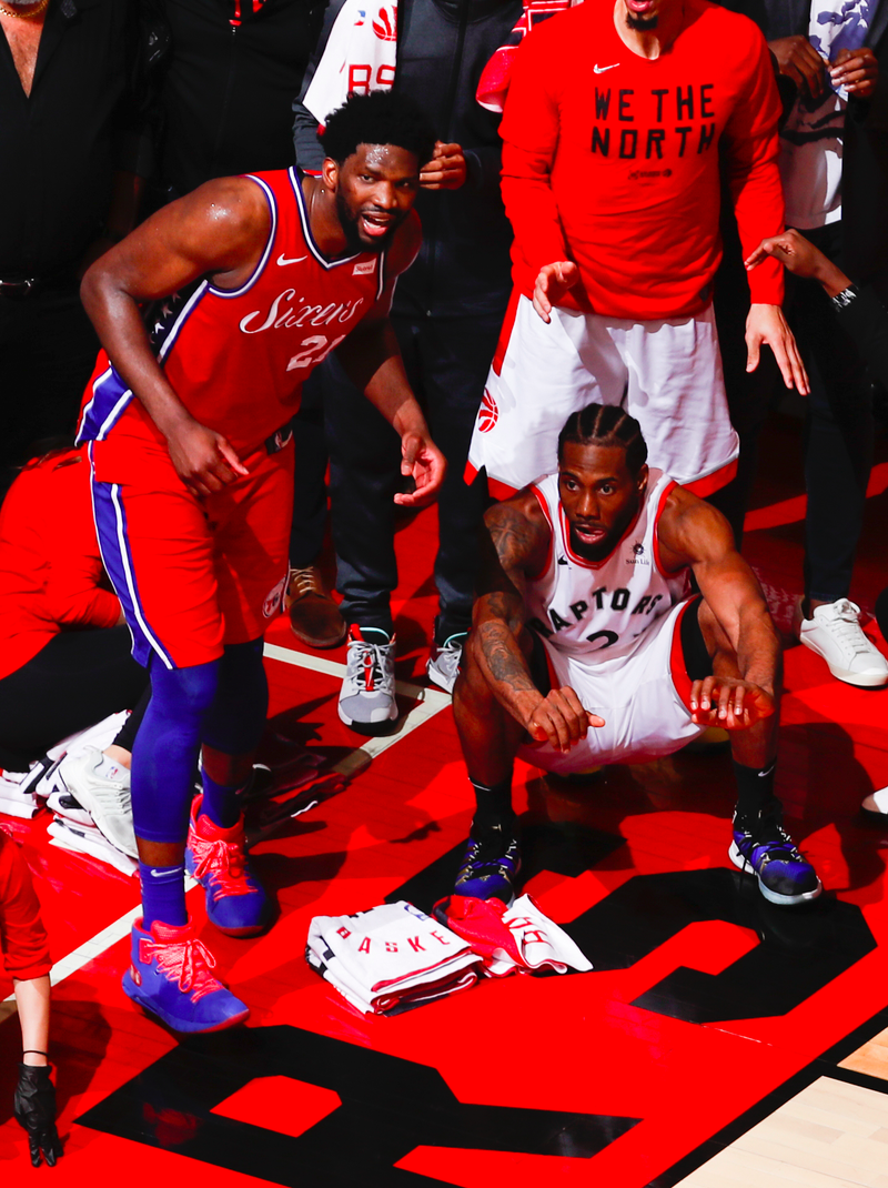 Illustration for article titled Kawhi Leonard And Joel Embiid Co-Starred In The Greatest Photo Of The NBA Season